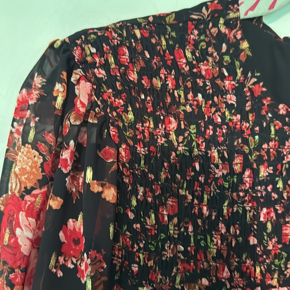 CeCe Black and Red Floral Kids Dress DD‎ - Picture 5 of 8